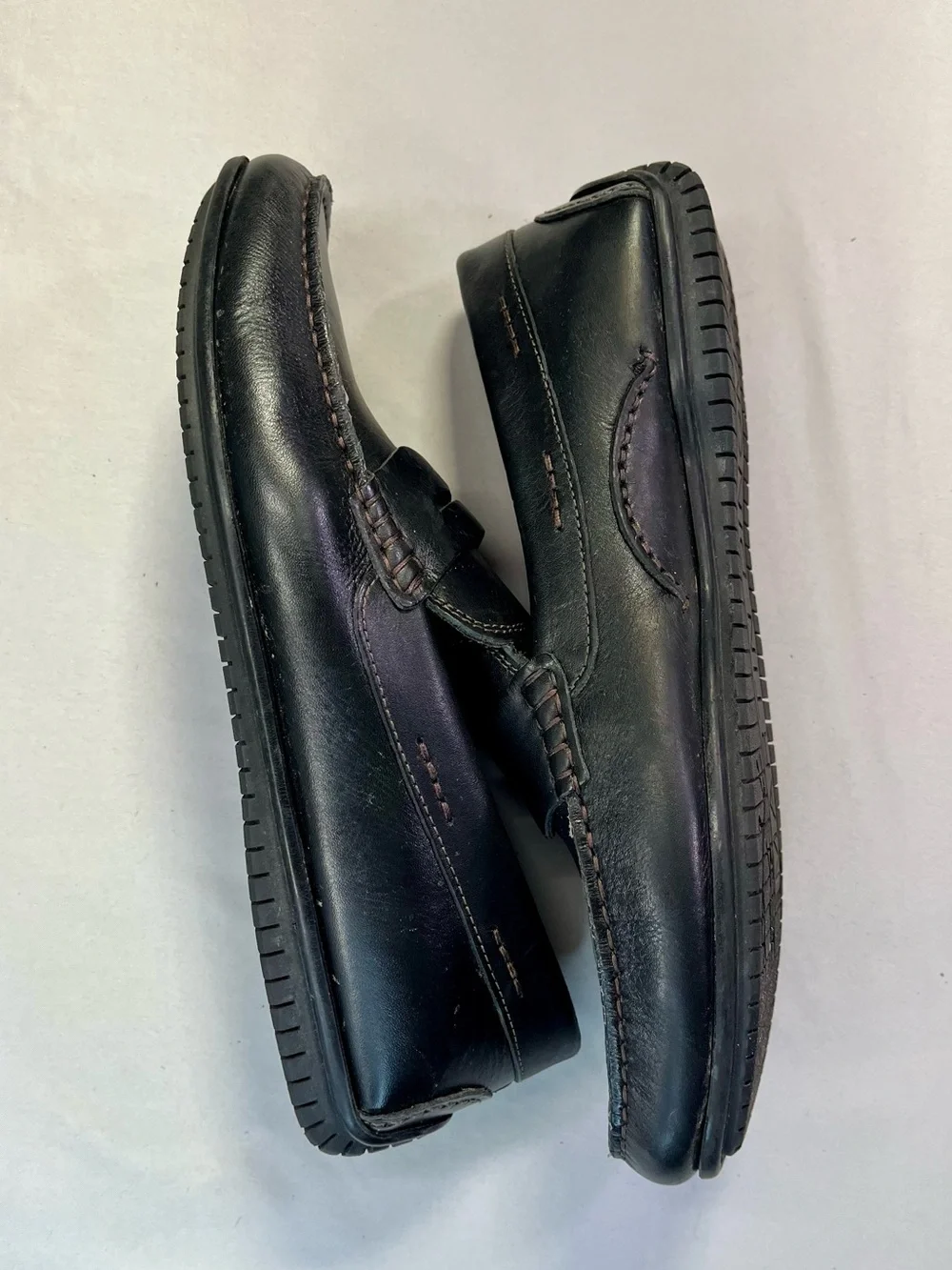 Martin Dingman Black Bermuda Saddle Leather Penny Loafers Shoes Orange Insoles